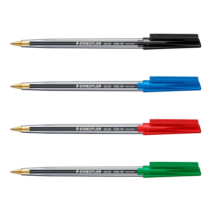 STAEDTLER - Set de 10 Bolígrafos Stick 430 de Punta Media Color Rojo