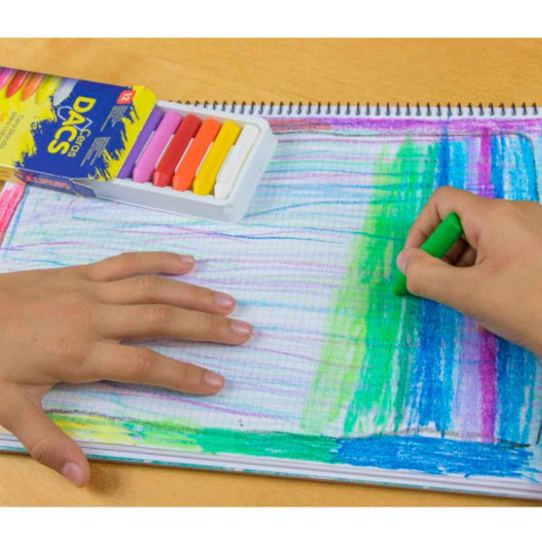 ALPINO Dacs - Caja con 12 Lápices de Cera Blanda en Colores Brillantes