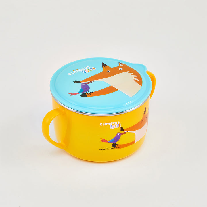 Cuitisan Baby - Taza Infantil de 0.65L en Acero con Tapa y Doble Asa Apta Microondas. Amarillo