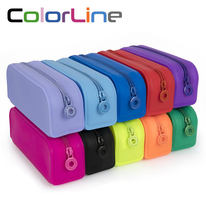 COLORLINE - Estuche Escolar Rectangular en Silicona. Tacto Suave. Lima