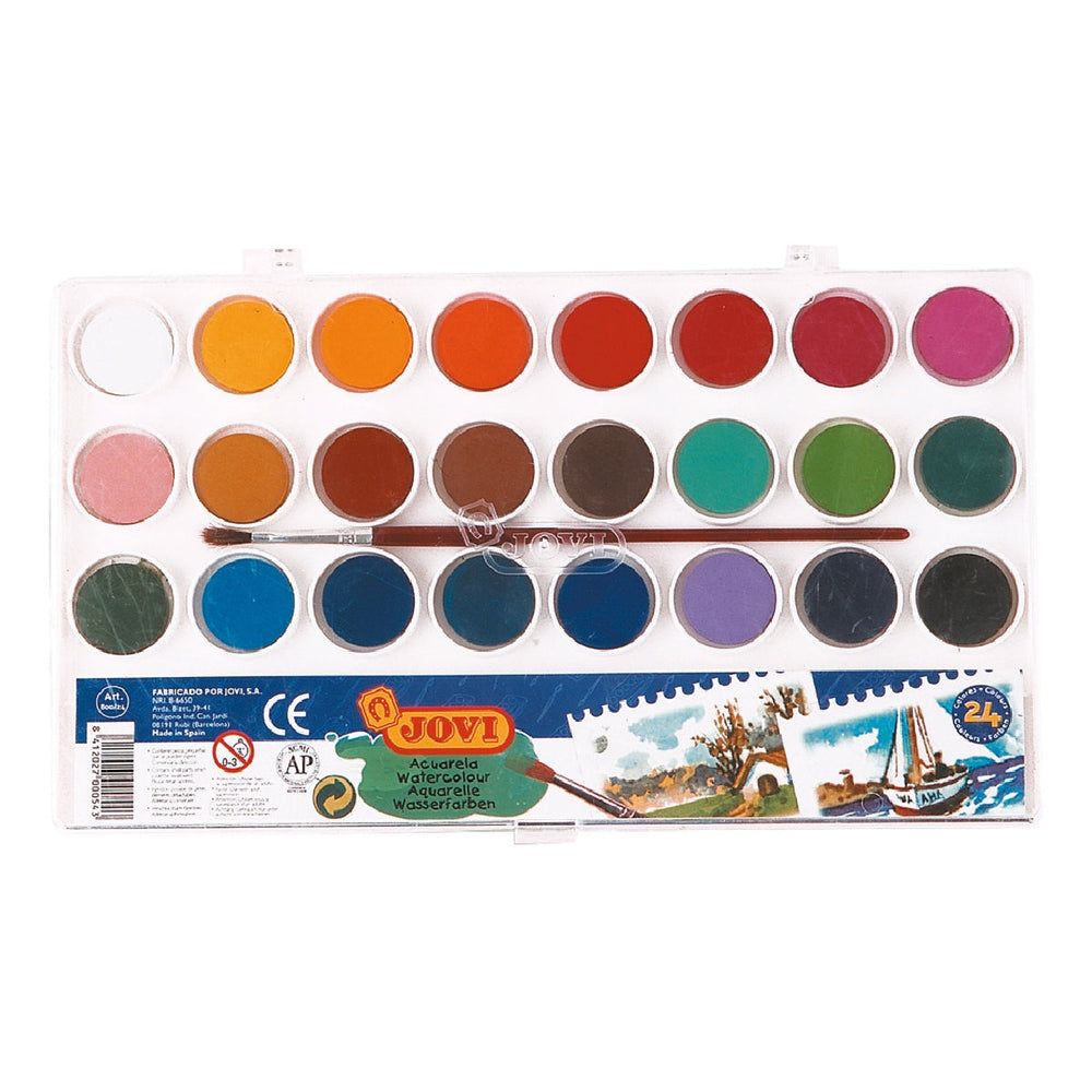 JOVI - Acuarela Jovi 24 Colores Con Pincel Estuche de Plastico