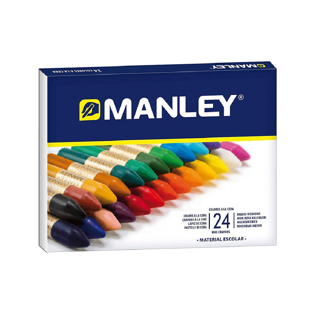 MANLEY - Lapices Cera Manley Caja de 24 Colores Surtidos