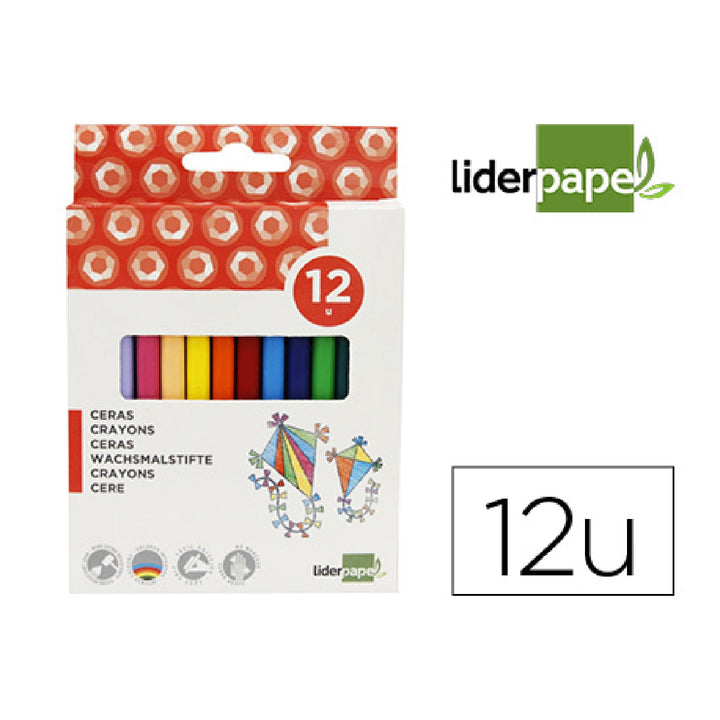 LIDERPAPEL - Lapices Cera Liderpapel Caja de 12 Unidades Colores Surtidos
