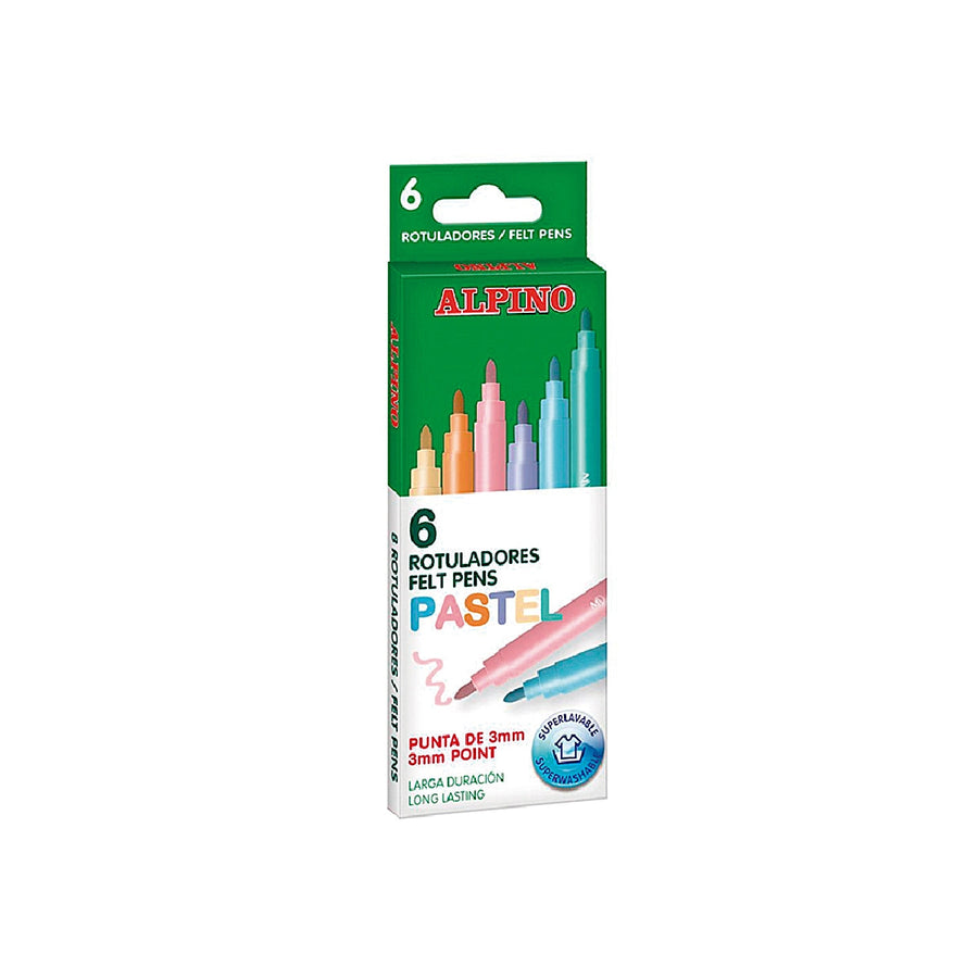 ALPINO - Rotulador Alpino Standard Pastel Caja de 6 Colores Surtidos
