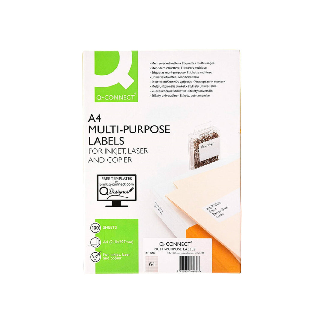 Q-CONNECT - Etiqueta Adhesiva Q-Connect Kf11207 Tamano 48.5x16.9 mm Fotocopiadora Laser Ink-Jet Caja Con 100 Hojas Din A4