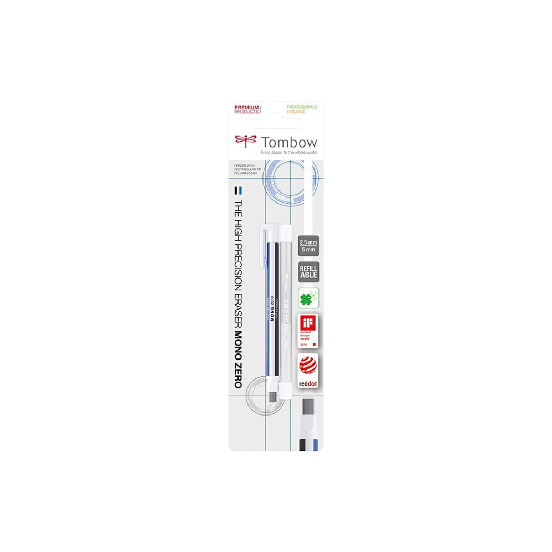 TOMBOW - Portagomas Tombow Con Clip Mono Zero Punta Rectangular 2.5x5 mm