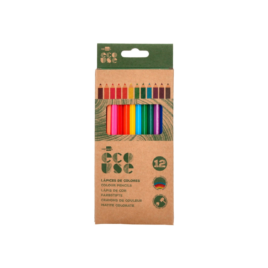 LIDERPAPEL - Lapices de 12 Colores Liderpapel Ecouse Caja 12 Surtidos con Certificado FSC