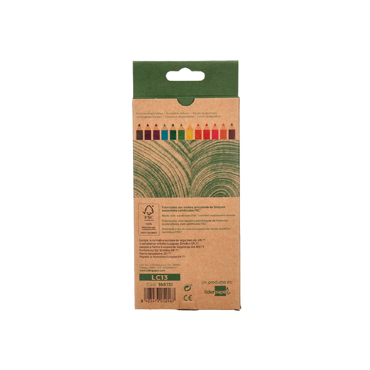 LIDERPAPEL - Lapices de 12 Colores Liderpapel Ecouse Caja 12 Surtidos con Certificado FSC