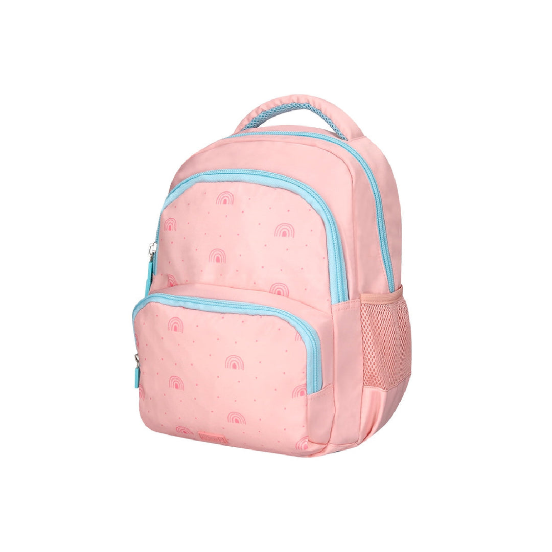 LIDERPAPEL - Cartera escolar liderpapel moc hila multibolsillo infantil rainbows rosa 350x110x270 mm. 