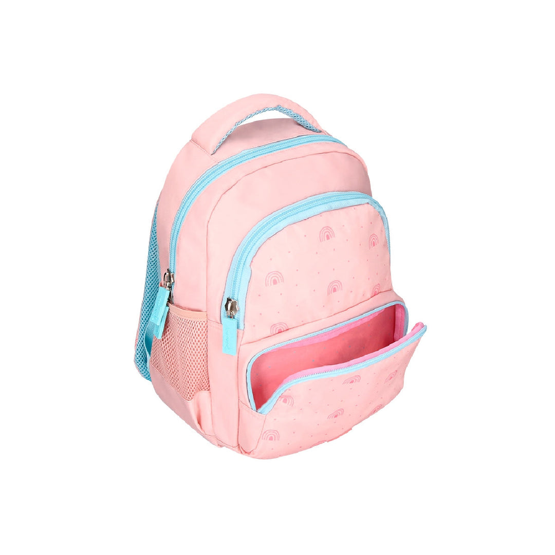 LIDERPAPEL - Cartera escolar liderpapel moc hila multibolsillo infantil rainbows rosa 350x110x270 mm. 