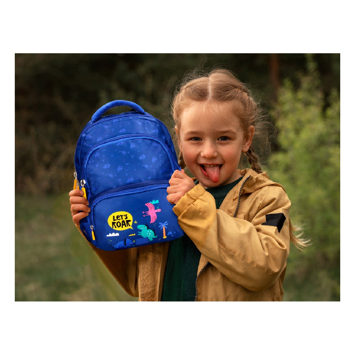 LIDERPAPEL - Cartera escolar liderpapel moc hila multibolsillo infantil dino azul 350x110x270 mm. 