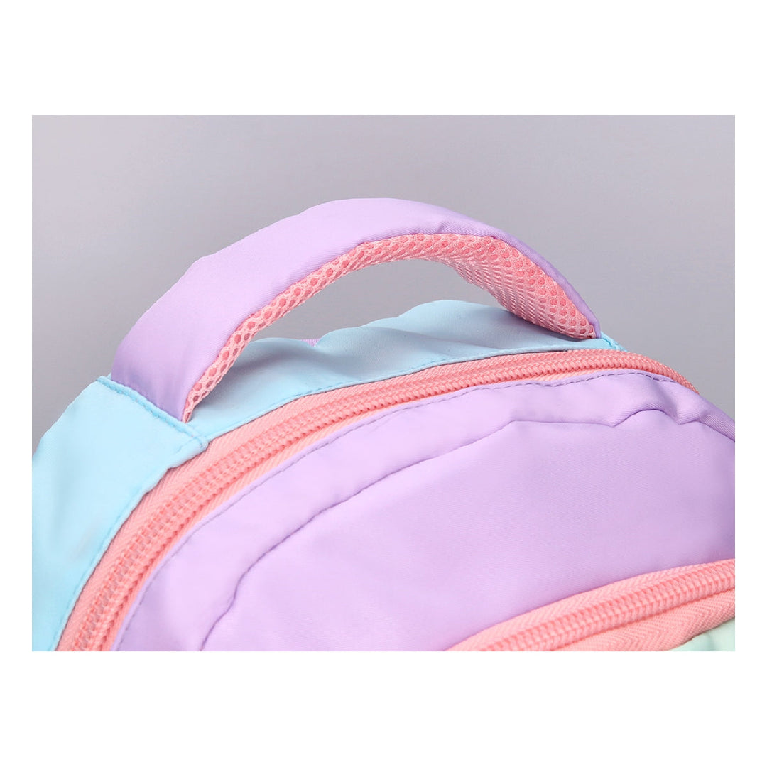 LIDERPAPEL - Cartera escolar liderpapel moc hila multibolsillo infantil azul rosa morado 350x110x270 mm. 