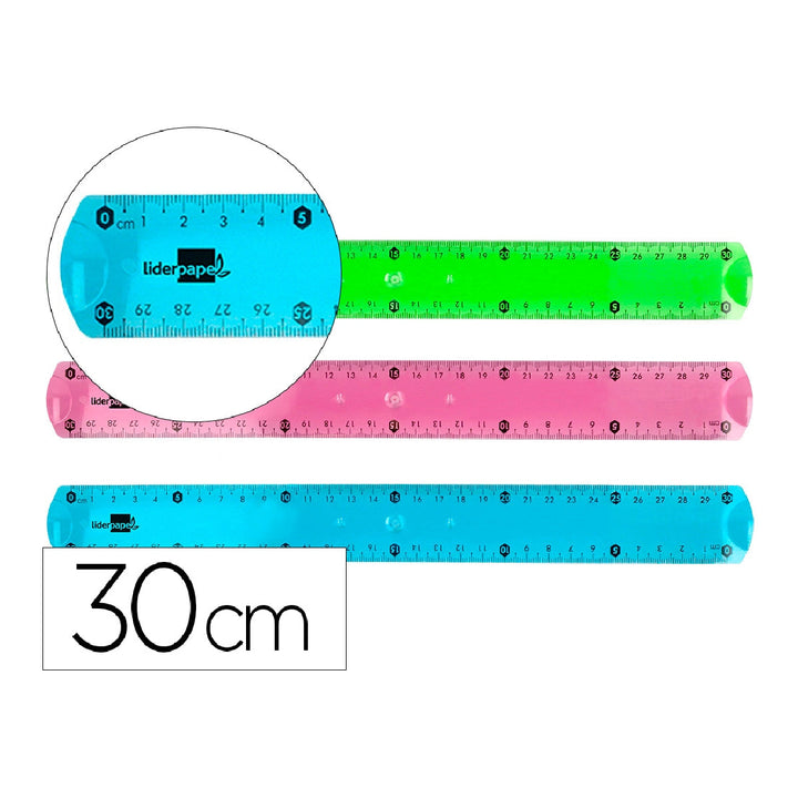 LIDERPAPEL - Regla Liderpapel Plastico Flexible 30 cm Colores Surtidos