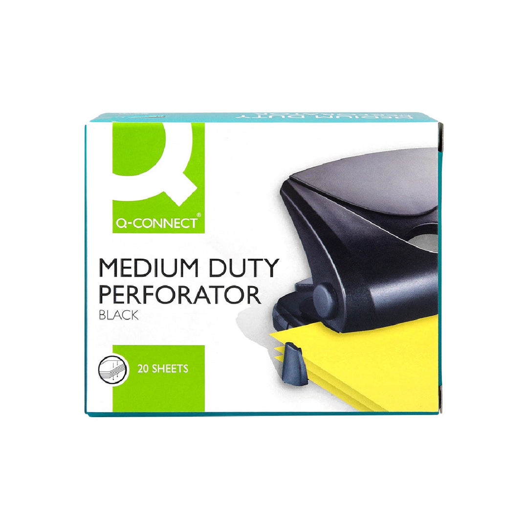 Q-CONNECT - Taladrador q-connect kf01234 negro abertura 2 mm capacidad 20 hojas. 