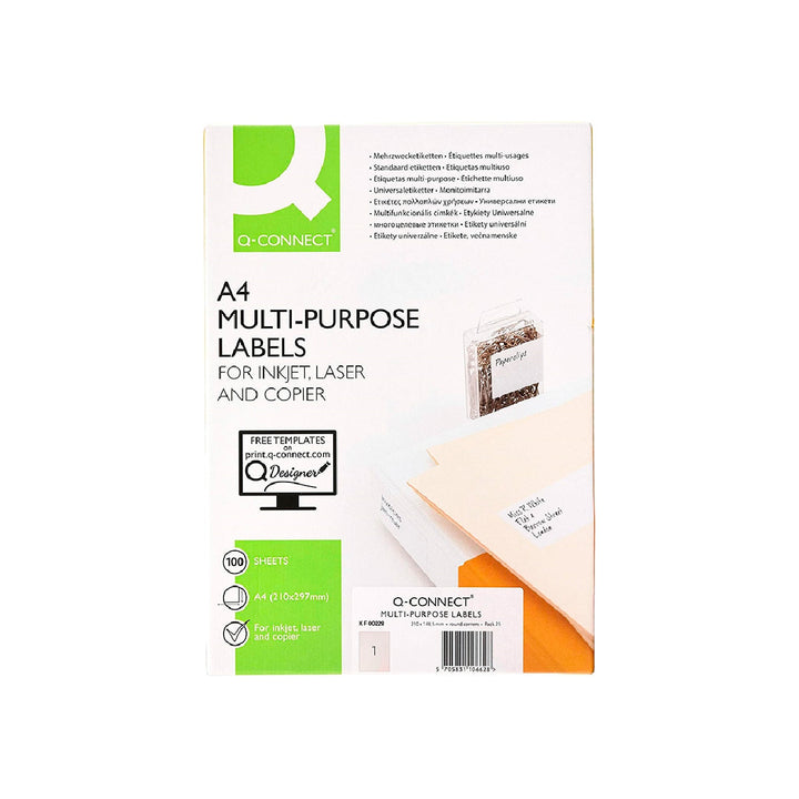 Q-CONNECT - Etiqueta Adhesiva Q-Connect Kf00228 -Tamano Din A4 -Para Ink-Jet -Transparente -Caja Con 25 Hojas Din-A4