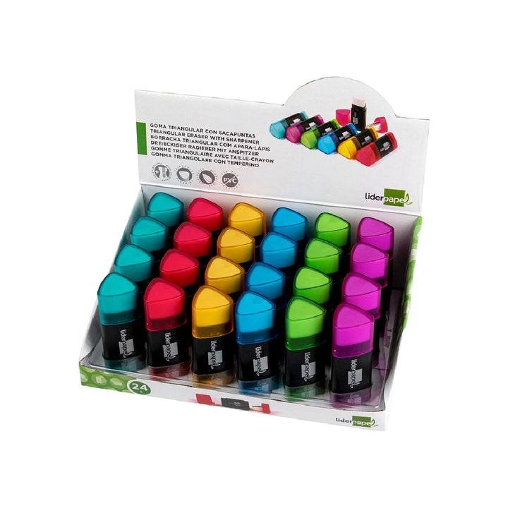 LIDERPAPEL - Goma de Borrar Liderpapel Triangular Con Sacapuntas.