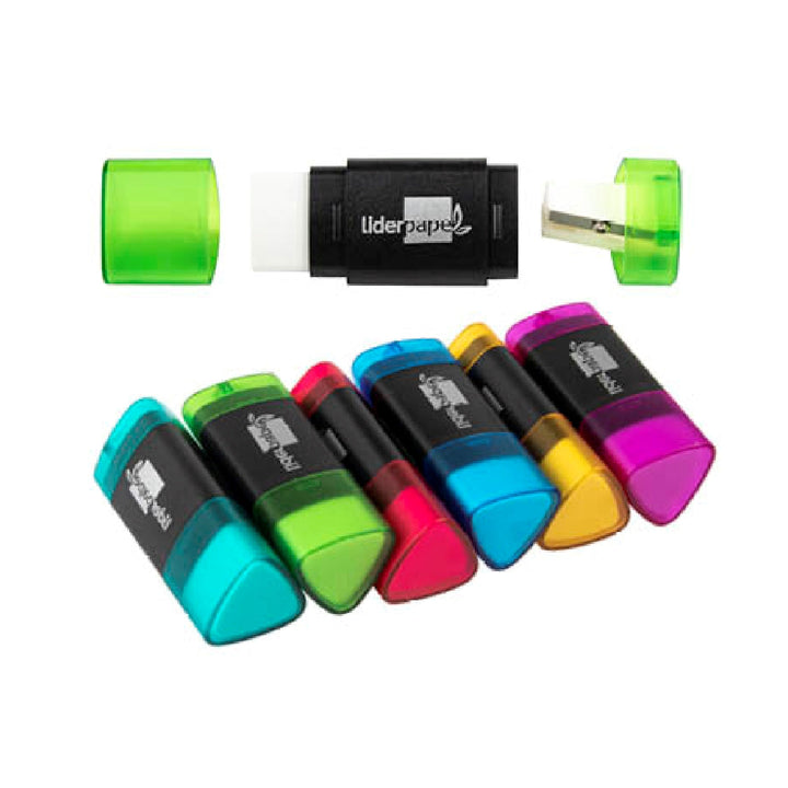 LIDERPAPEL - Goma de Borrar Liderpapel Triangular Con Sacapuntas.