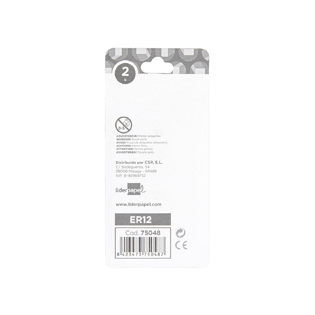 LIDERPAPEL - Repuesto Goma Liderpapel Triangular Con Sacapuntas Blister de 2 Unidades