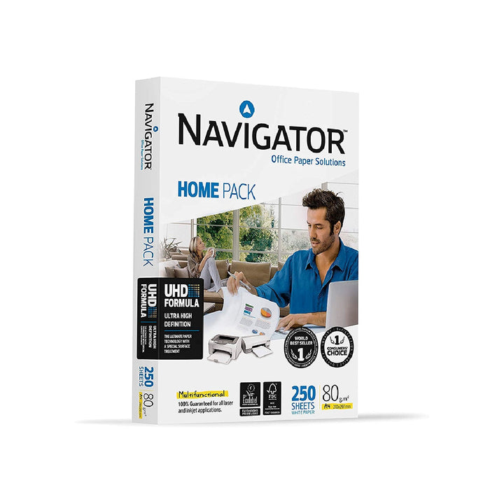 NAVIGATOR - Papel Fotocopiadora Navigator Home Pack Din A4 80 Gramos Paquete de 250 Hojas
