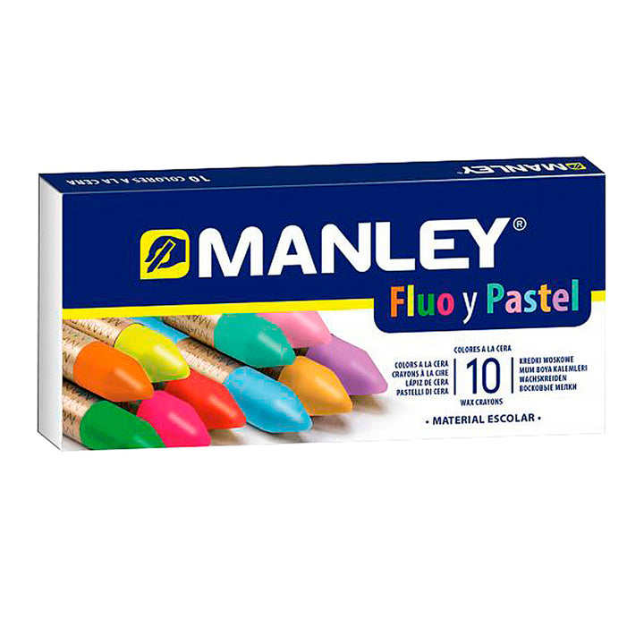 ALPINO Manley - 10 Lápices de Cera, en Colores Pastel y Flúor