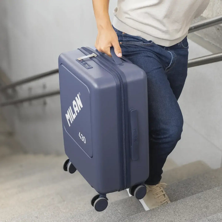 MILAN 1918 - Maleta Rígida de Cabina de 50L en Policarbonato con 4 Ruedas y Cierre TSA. Azul
