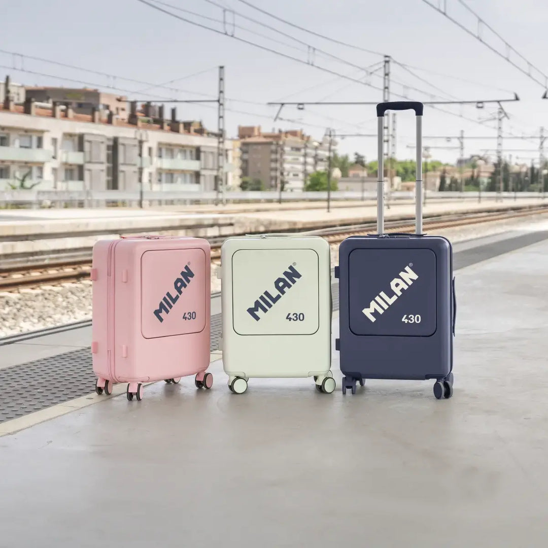 MILAN 1918 - Maleta Rígida de Cabina de 50L en Policarbonato con 4 Ruedas y Cierre TSA. Azul