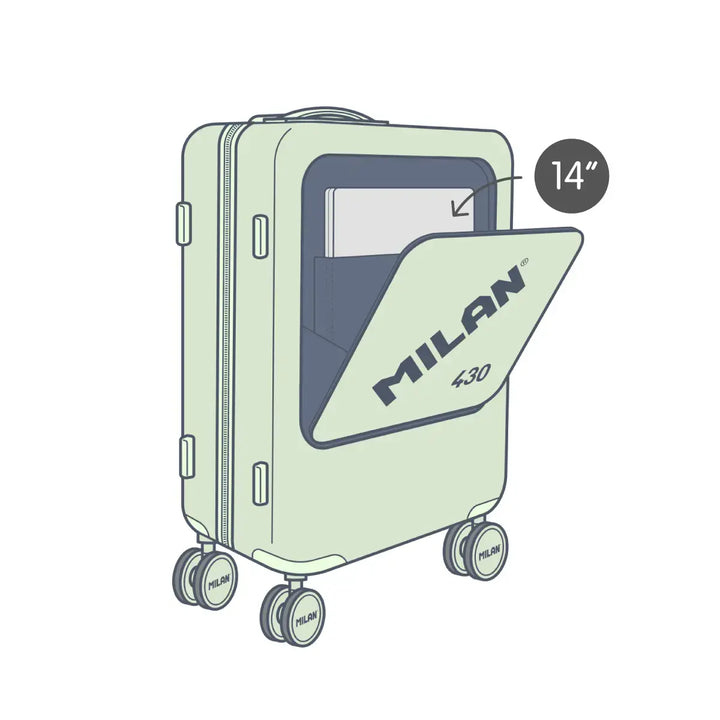 MILAN 1918 - Maleta Rígida de Cabina de 50L en Policarbonato con 4 Ruedas y Cierre TSA. Verde
