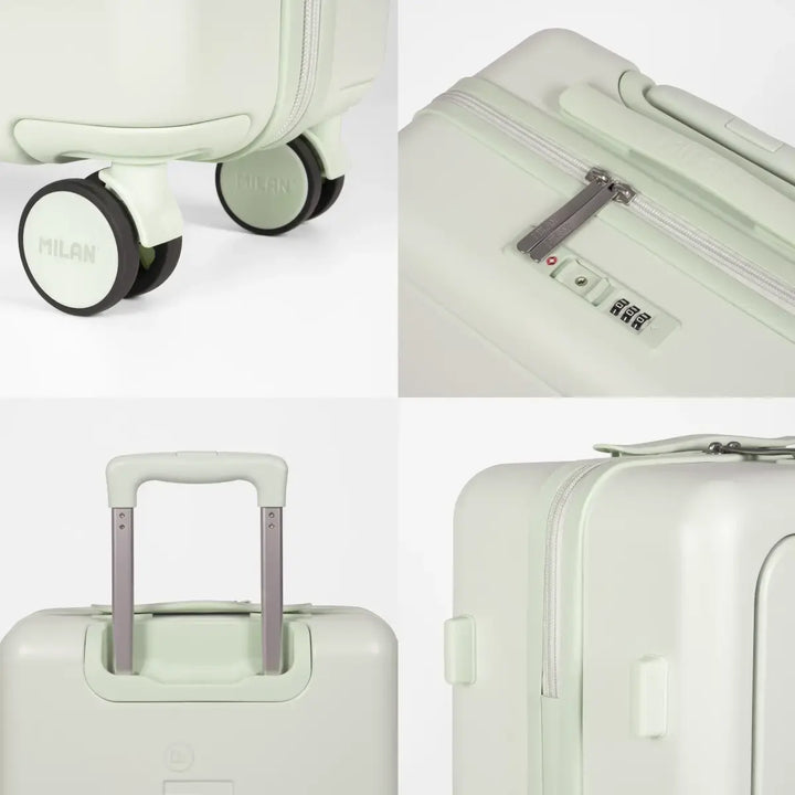 MILAN 1918 - Maleta Rígida de Cabina de 50L en Policarbonato con 4 Ruedas y Cierre TSA. Verde