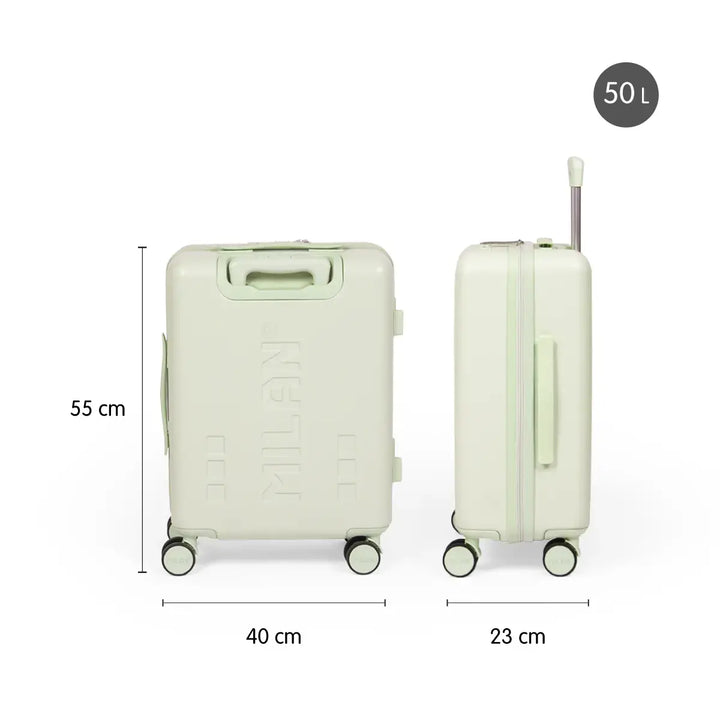 MILAN 1918 - Maleta Rígida de Cabina de 50L en Policarbonato con 4 Ruedas y Cierre TSA. Verde