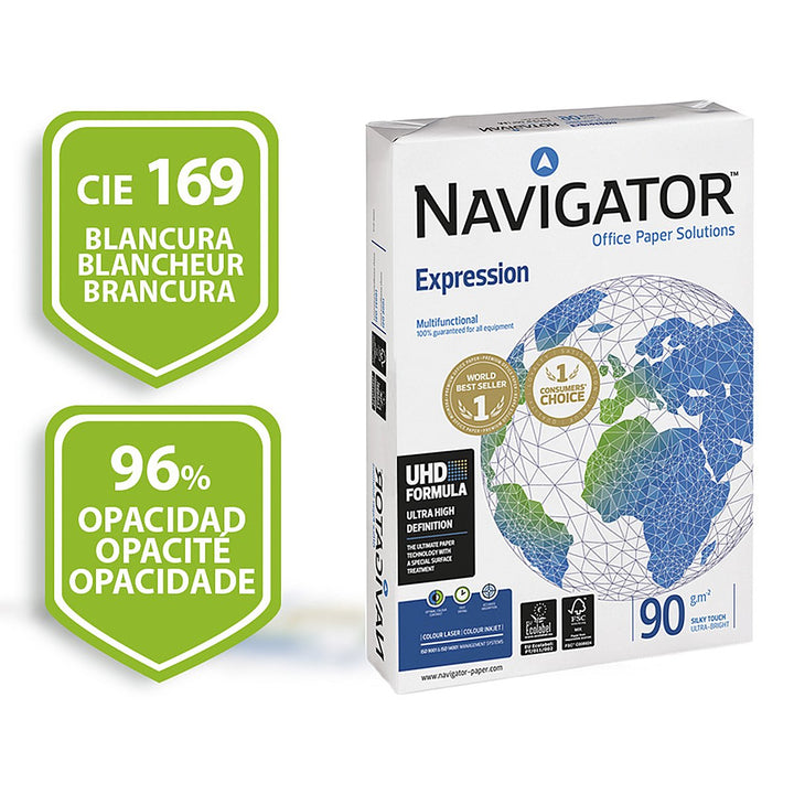 NAVIGATOR NAV-90-A4 - Papel Fotocopiadora, Ink-Jet y Laser DIN A4 90g 500 Hojas