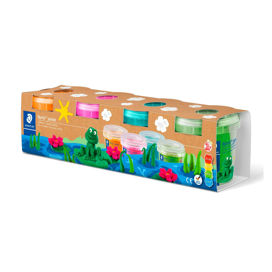 STAEDTLER Noris Club - Estuche con 4 Botes de Plastilina en Colores Flúor