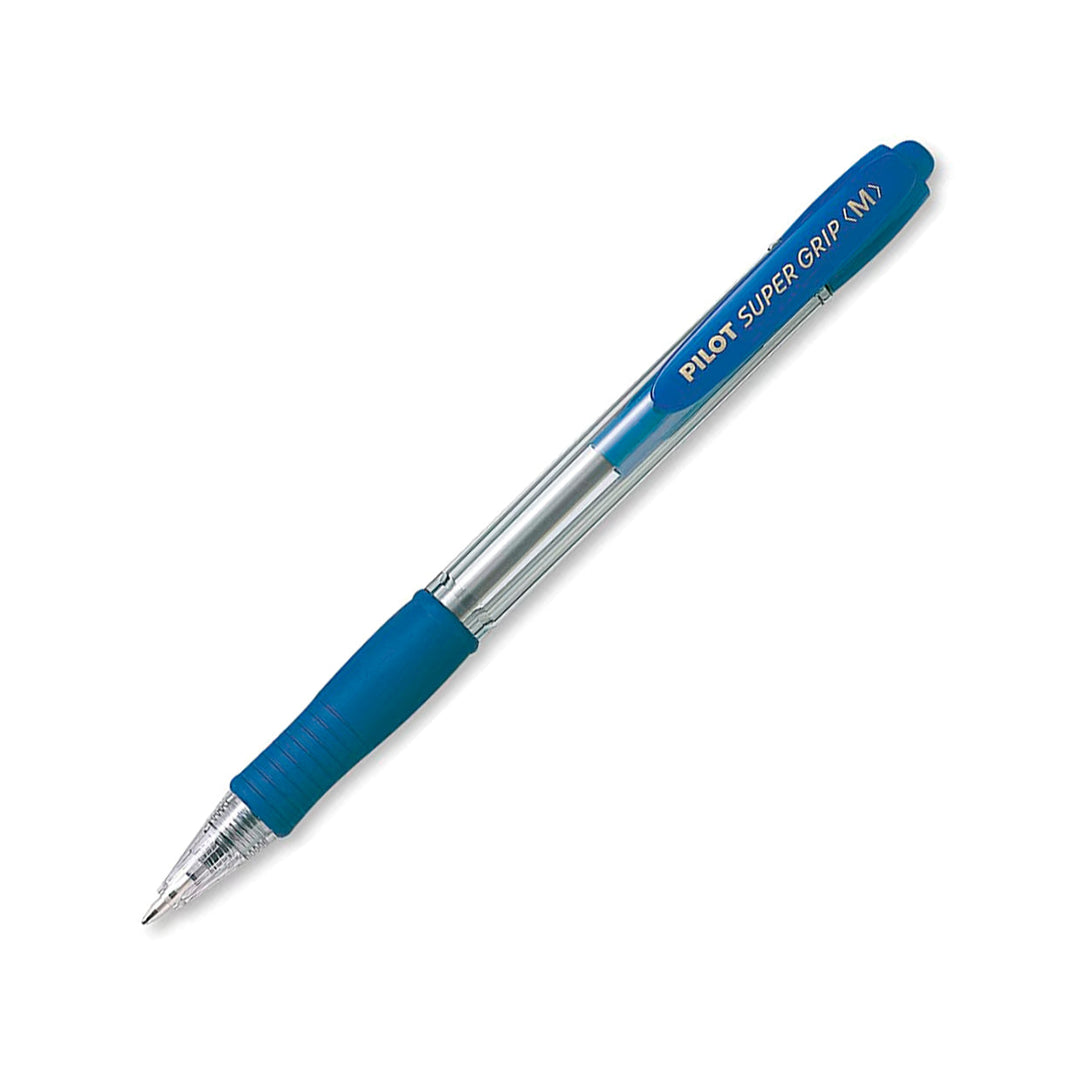 PILOT - Caja de 10 Bolígrafos Super Grip Retráctil de Punta Media Tinta en Aceite. Azul