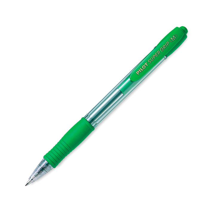 PILOT - Caja de 10 Bolígrafos Super Grip Retráctil de Punta Media Tinta en Aceite. Verde