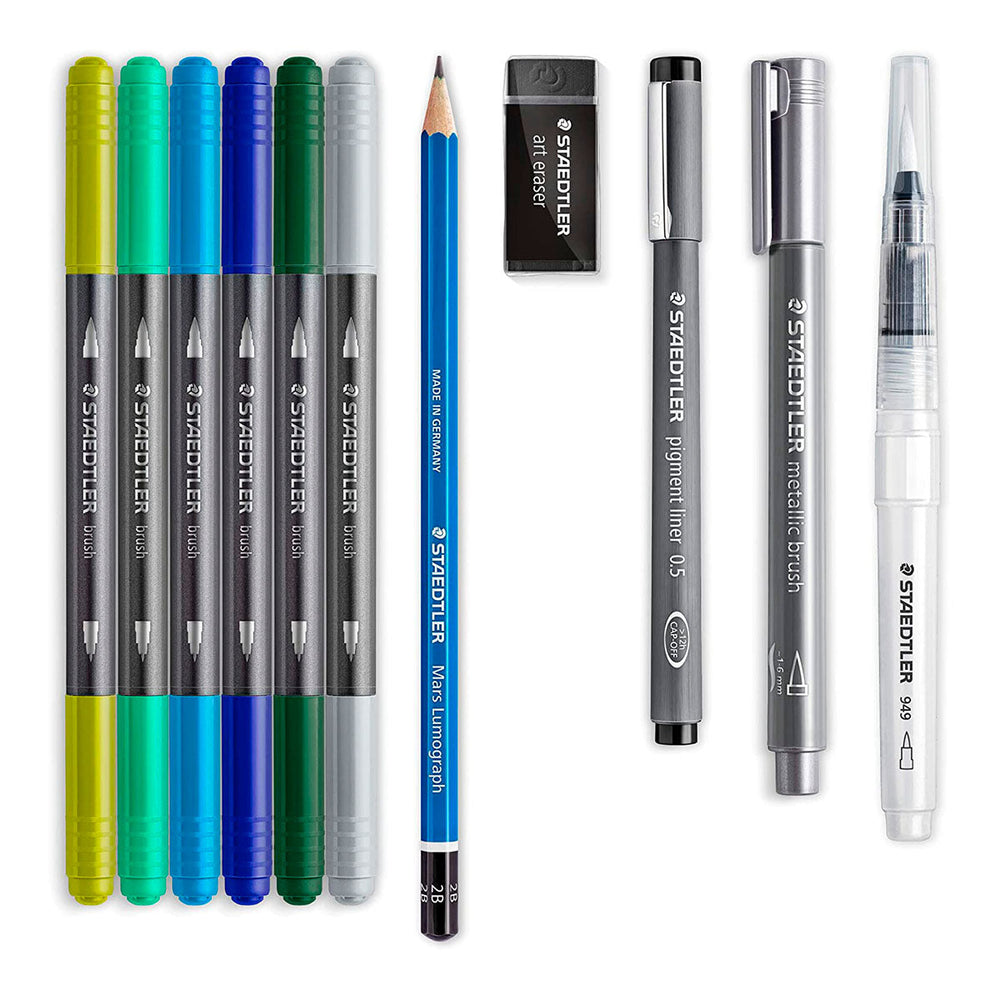 STAEDTLER Design Journey - Set Creativo de 11 Piezas para Lettering y Acuarela