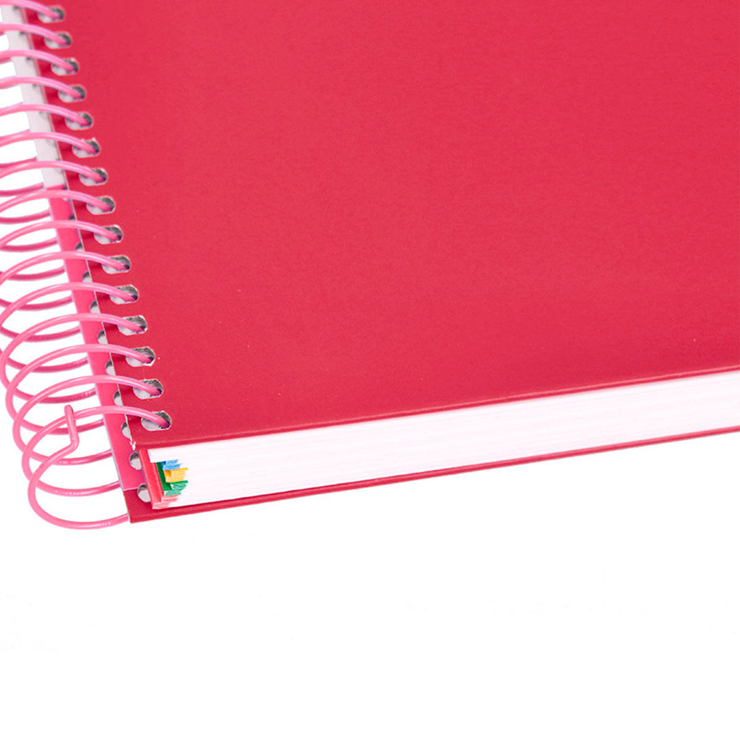 Antartik - Libreta Cuadriculada A4 con Espiral y Tapa Dura. 5 Bandas de Colores. Frambuesa