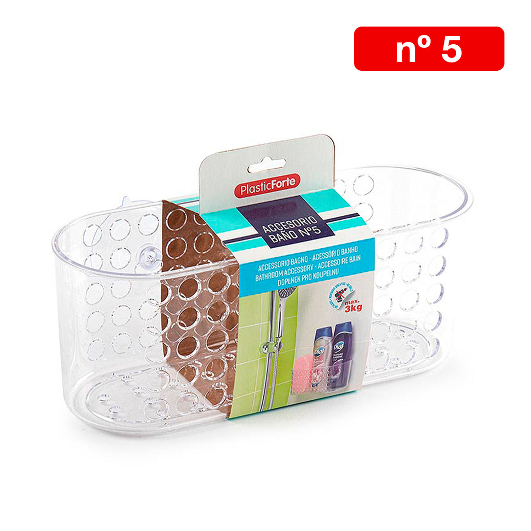 Plastic Forte - Juego de 2 Estantes para Ducha con Ventosa nº 5 Transparentes