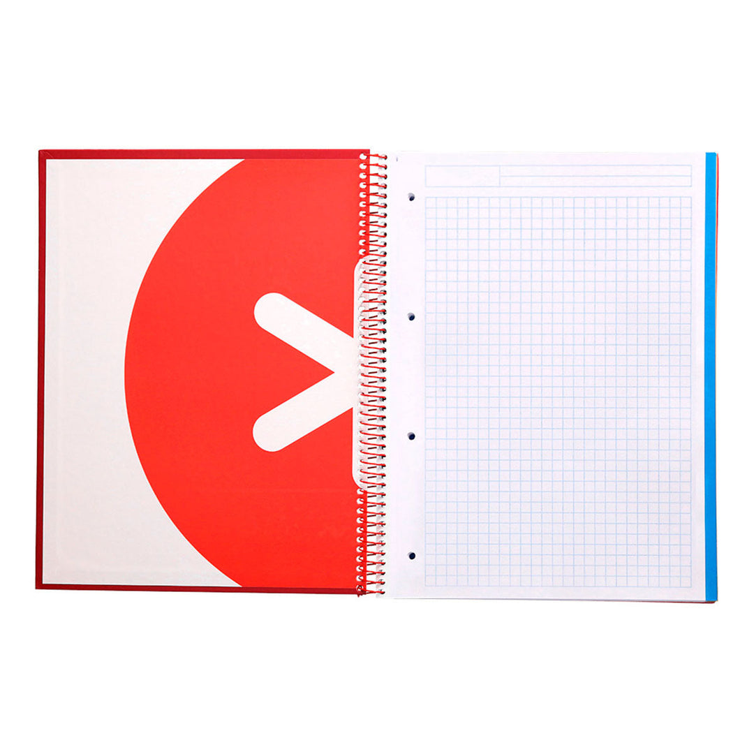Antartik - Libreta Cuadriculada A4 con Espiral y Tapa Dura. 5 Bandas de Colores. Frambuesa