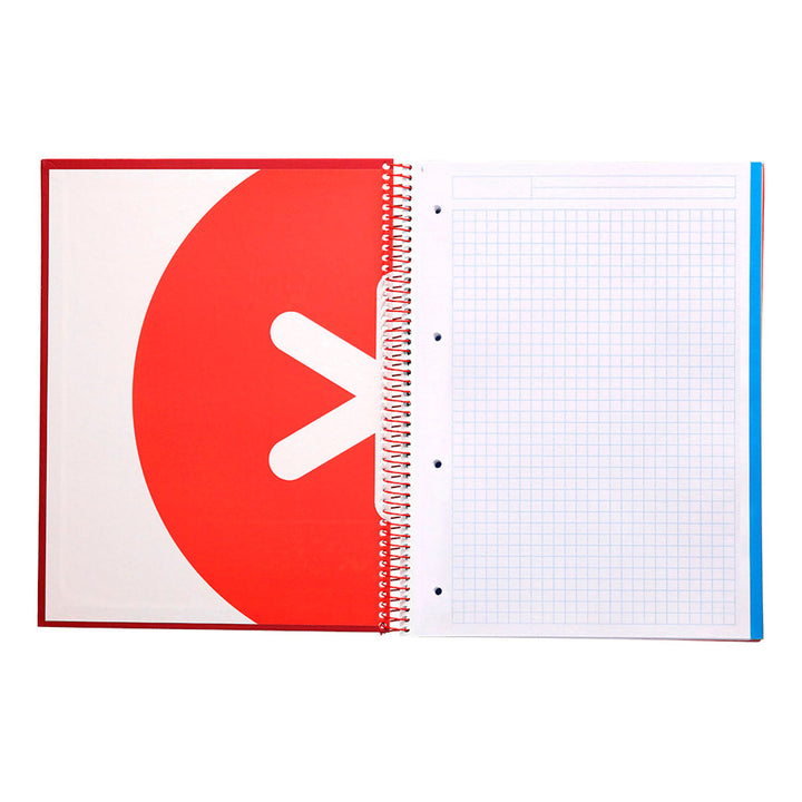 Antartik - Libreta Cuadriculada A4 con Espiral y Tapa Dura. 5 Bandas de Colores. Frambuesa