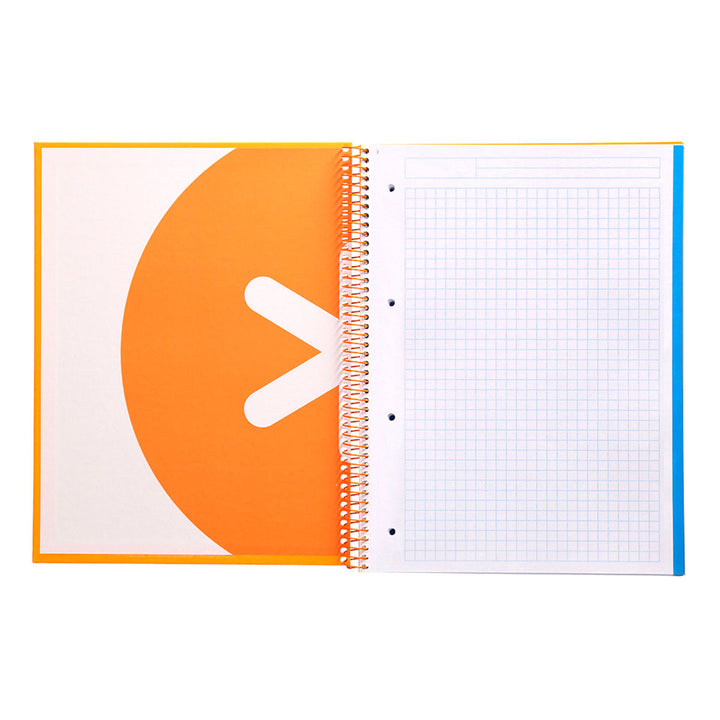 Antartik - Libreta Cuadriculada A4 con Espiral y Tapa Dura. 5 Bandas de Colores. Mostaza