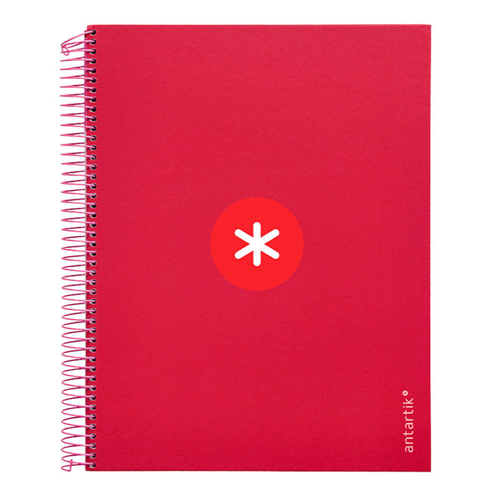 Antartik - Libreta Cuadriculada A4 con Espiral y Tapa Dura. 5 Bandas de Colores. Frambuesa