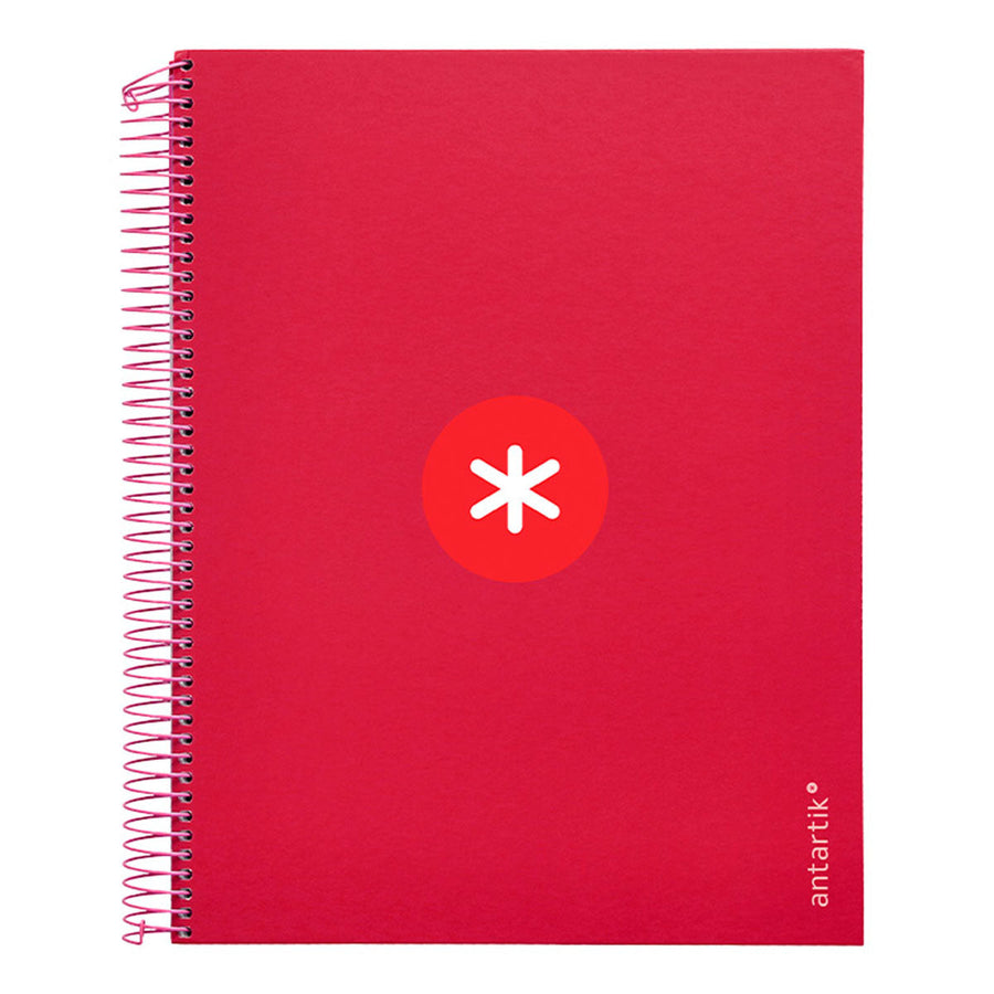 Antartik - Libreta Cuadriculada A4 con Espiral y Tapa Dura. 5 Bandas de Colores. Frambuesa