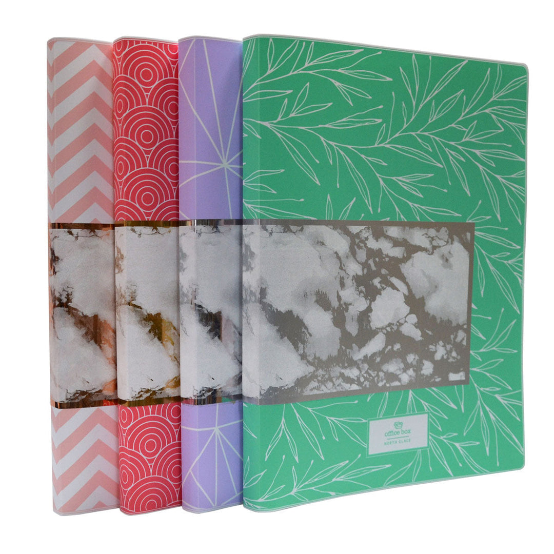 OFFICE BOX North Glace - Carpeta de Fundas A4 con Tapas Flexible. Incluye 40 Fundas. Rosa