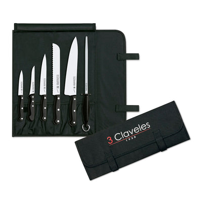 3 Claveles Uniblock - Estuche Profesional Cocinero con 5 Cuchillos y Chaira Incluidos