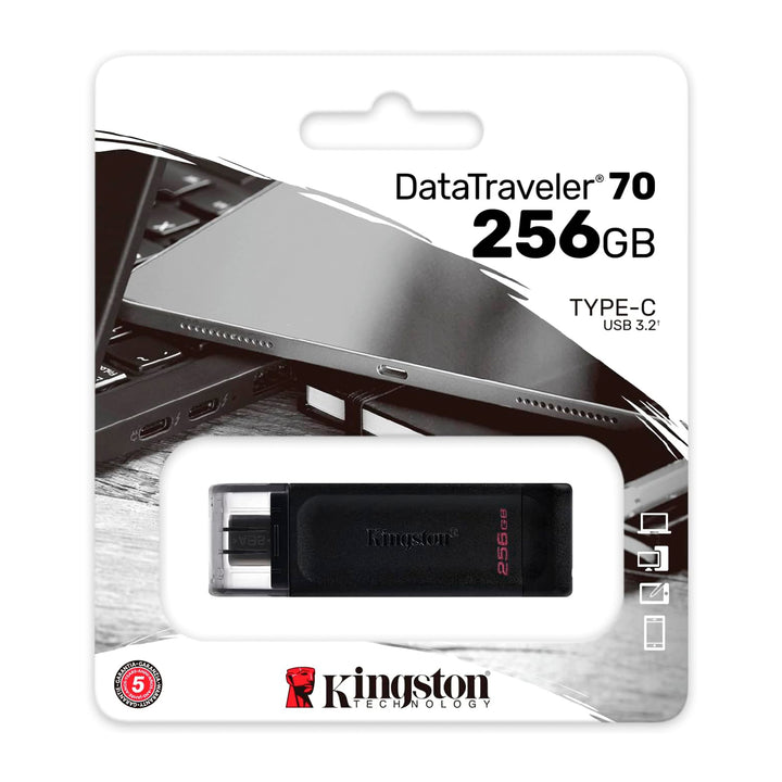 Kingston DT70 - Memoria Flash USB-C 3.2 DataTraveler 256GB Negro