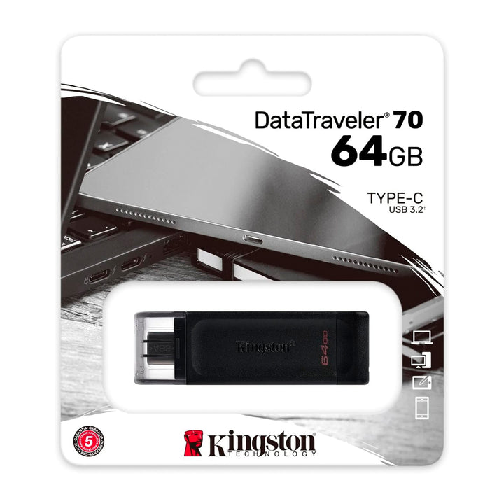 Kingston DT70 - Memoria Flash USB-C 3.2 DataTraveler 64GB Negro