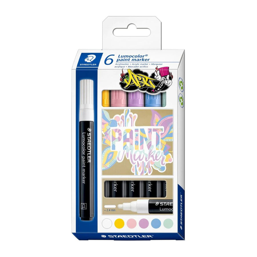 STAEDTLER - Rotuladores Color Pastel Trazo 2,4 mm Estuche de 6 Unidades. Colores Surtidos