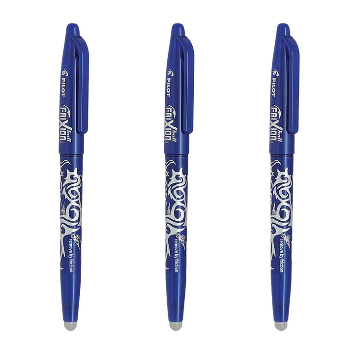 PILOT - Set de 3 Bolígrafos FriXion Ball Borrables y Recargables 0.7 mm Anti Fatiga. Azul