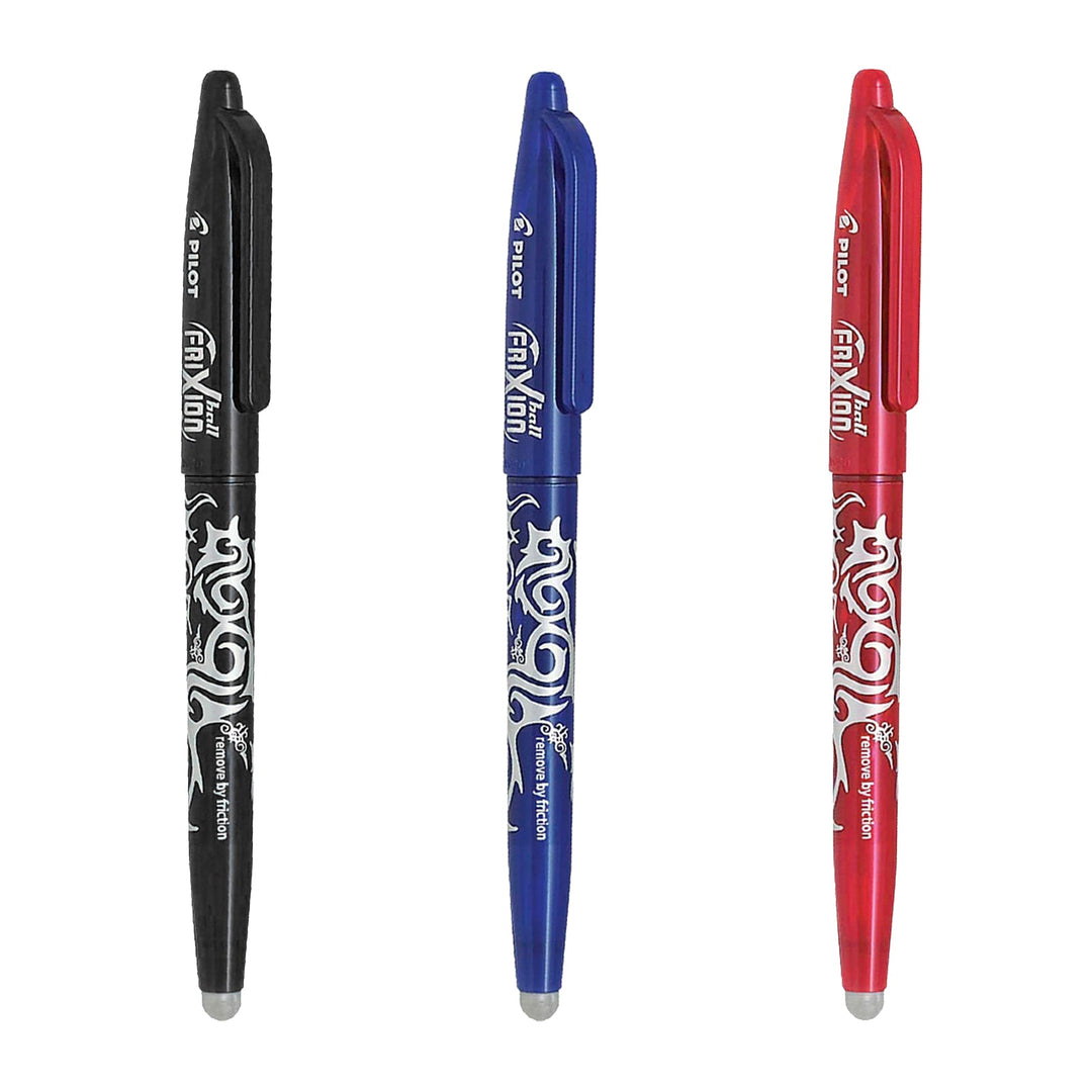 PILOT - Set 3 Bolígrafos FriXion Ball Borrables y Recargables 0.7 mm Anti Fatiga. 3 Colores