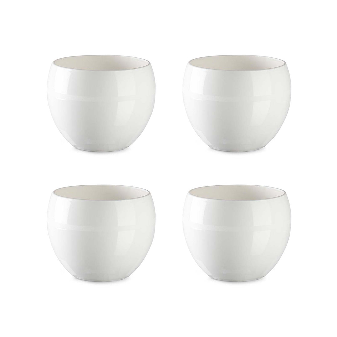 Areca Coco - Set de 4 Macetas Redondas Decorativas 14 cm con Acabado Brillante. Blanco Roto