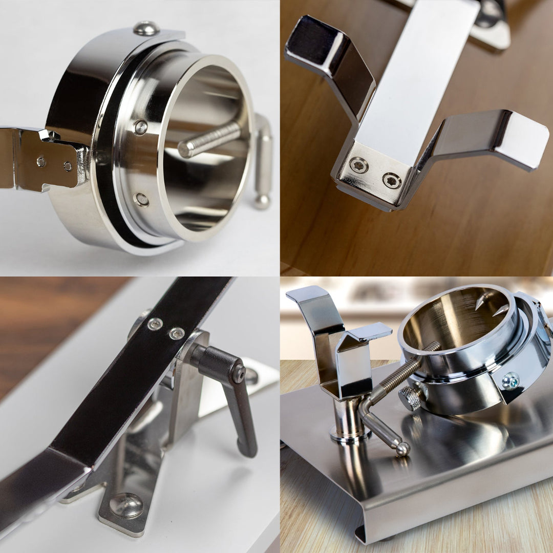 BELLO Teide - Soporte Jamonero Basculante Fibra y Acero Inoxidable Cabezal Giratorio. Granito